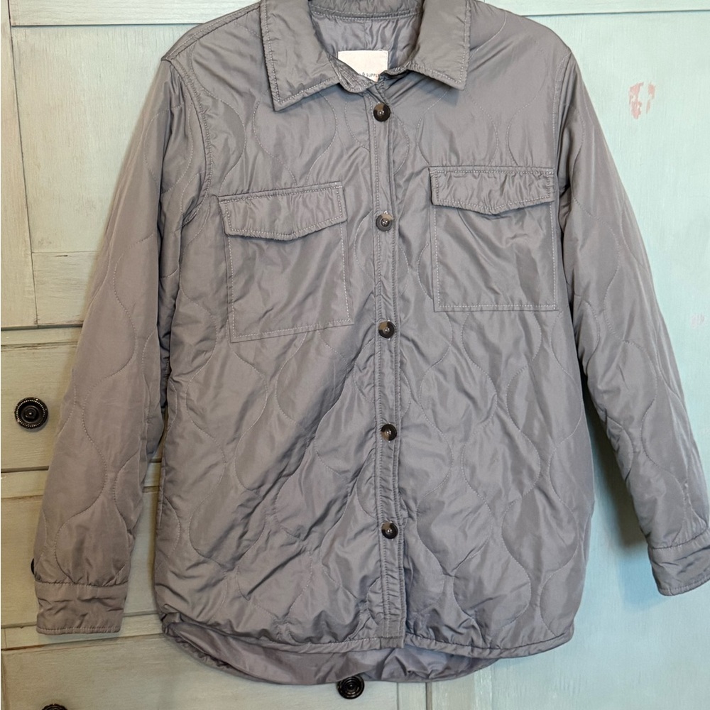 Thread & Supply Women's Gray Quilted Puffer Jacket in‎ Teal-Smoke